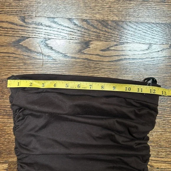 Brown Side Ruched Tube Top - Picture 4 of 12